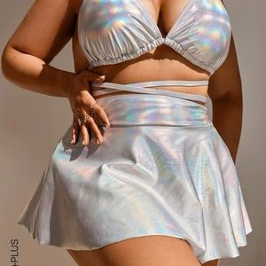 Metallic plus size swimming suit